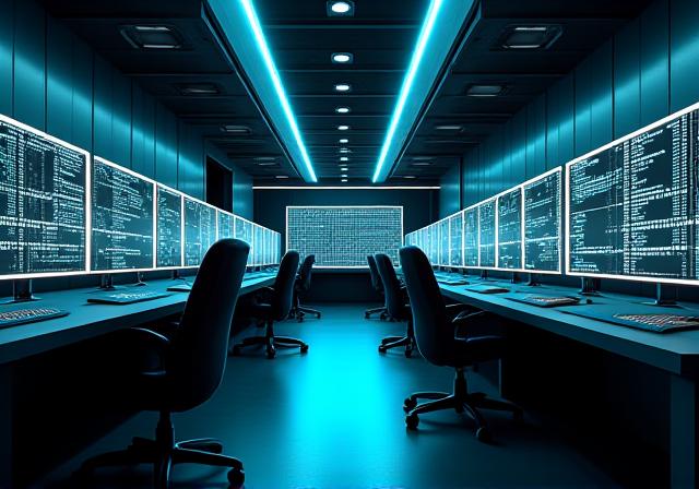 Modern futuristic workspace for AI development